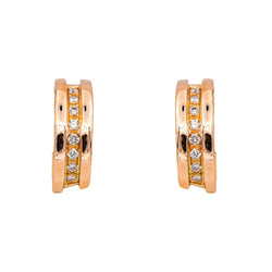 Boucles d'oreilles Créoles BULGARI "B.Zero1" en or rose et diamants - Castafiore