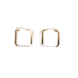 Boucles d'oreilles créoles carrées en or jaune et or blanc