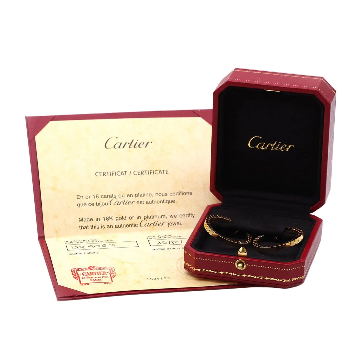 Boucles d'oreilles Créoles CARTIER "Lanière" en or jaune - Castafiore