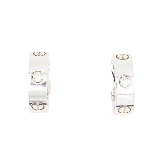 Boucles d'oreilles Créoles CARTIER "Love" en or blanc et diamants - Castafiore