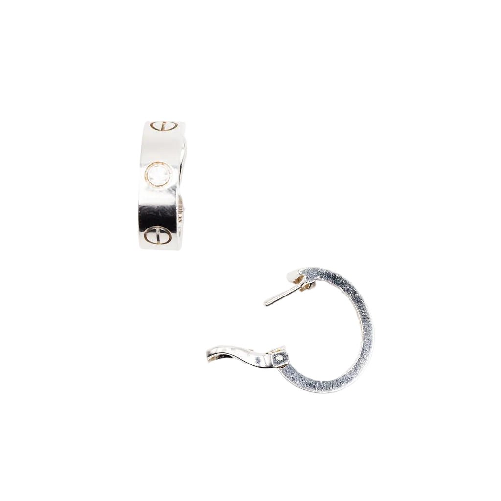 Boucles d'oreilles Créoles CARTIER "Love" en or blanc et diamants - Castafiore