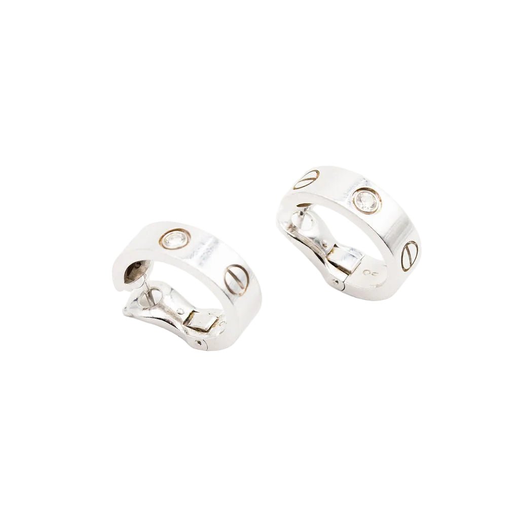 Boucles d'oreilles Créoles CARTIER "Love" en or blanc et diamants - Castafiore