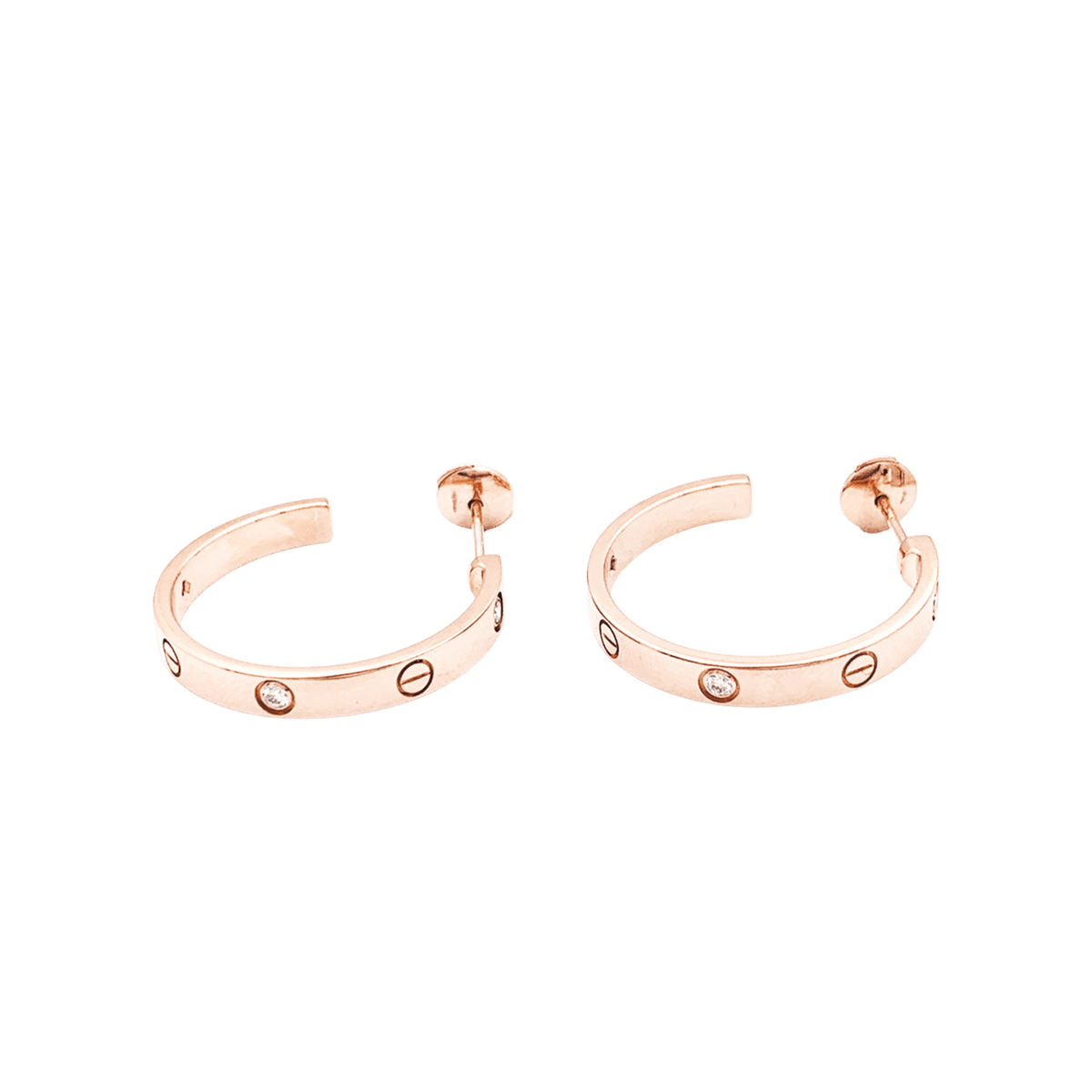 Boucles d'oreilles Créoles CARTIER "Love" MM en or rose et diamants - Castafiore