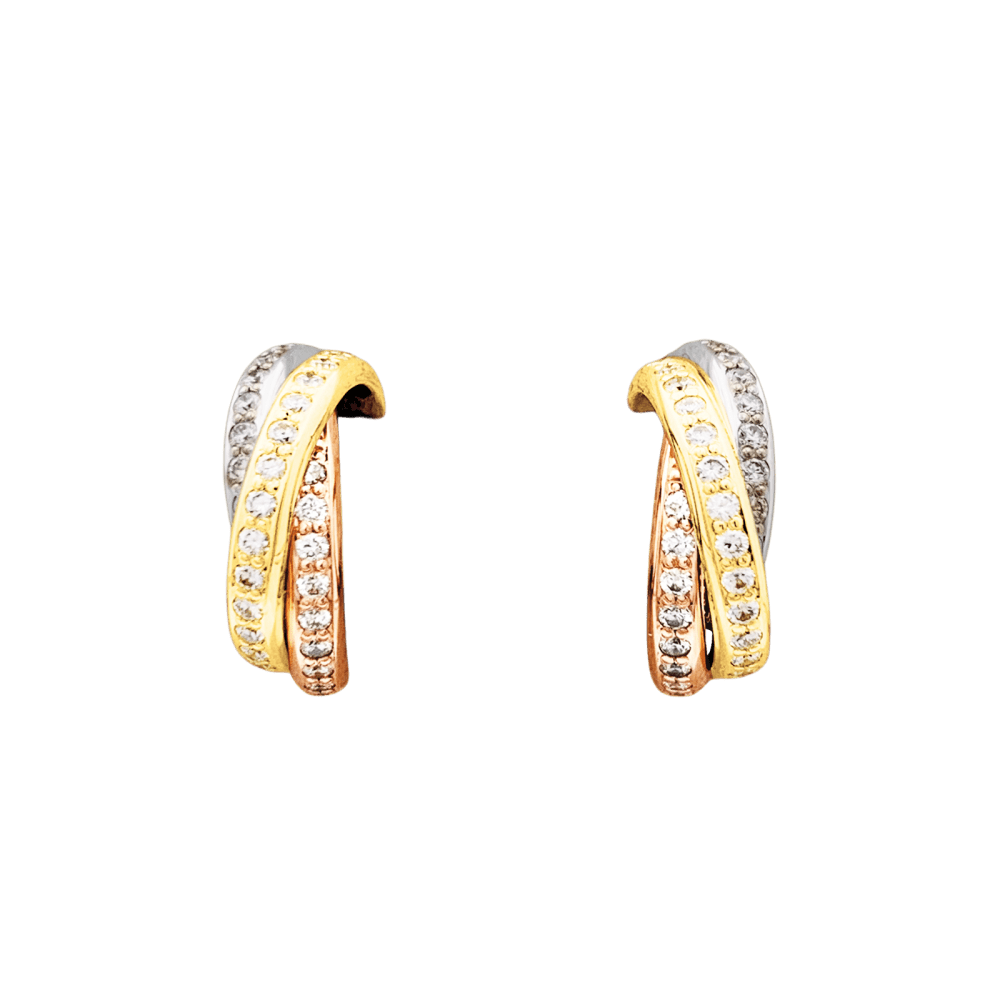 Earrings Cartier, "Trinity", 3 golds, diamonds.