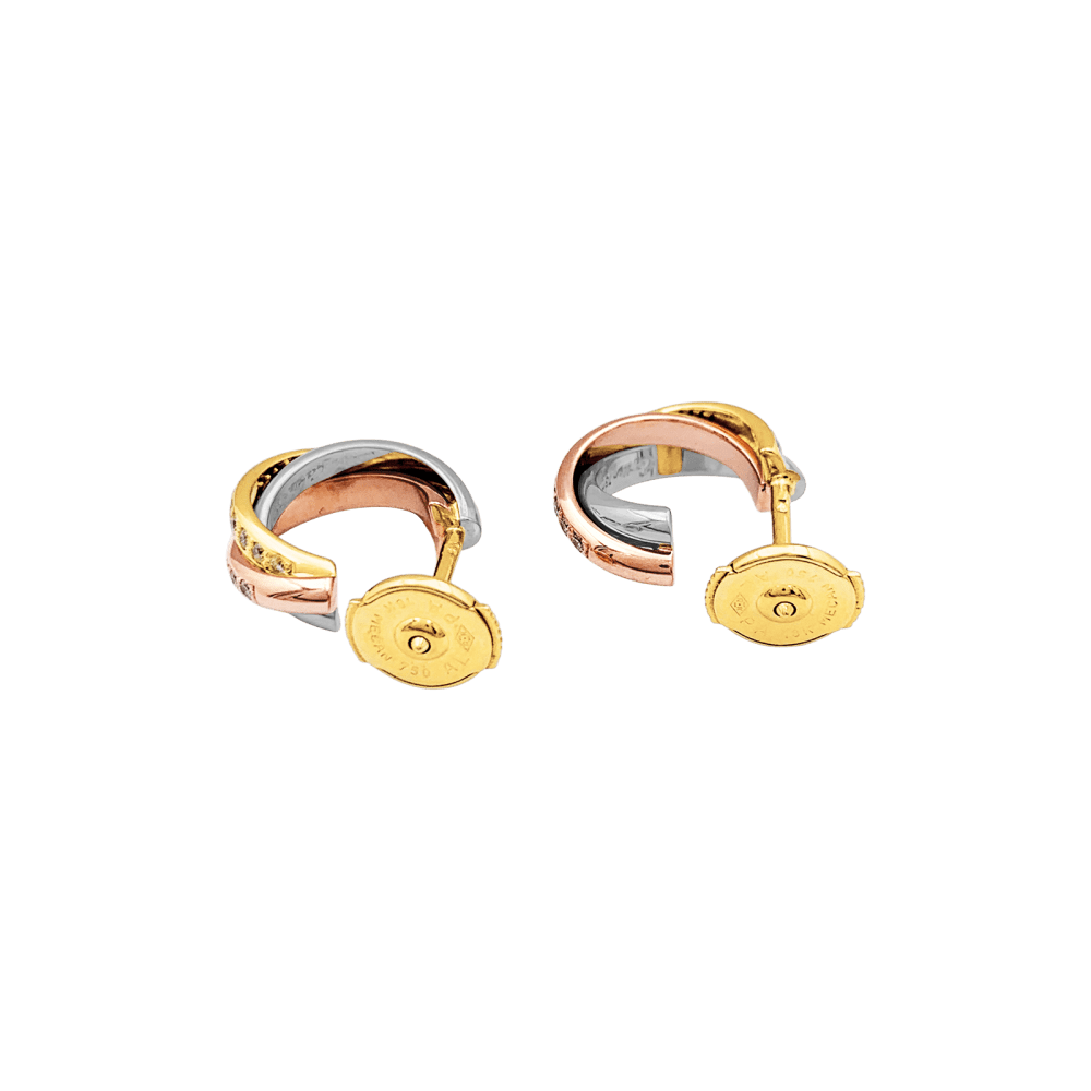 Earrings Cartier, "Trinity", 3 golds, diamonds.