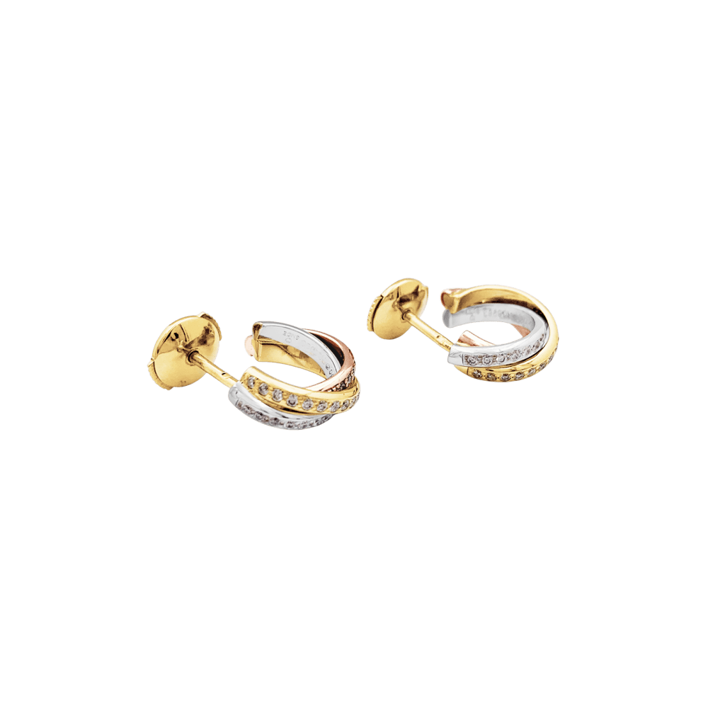 Earrings Cartier, "Trinity", 3 golds, diamonds.