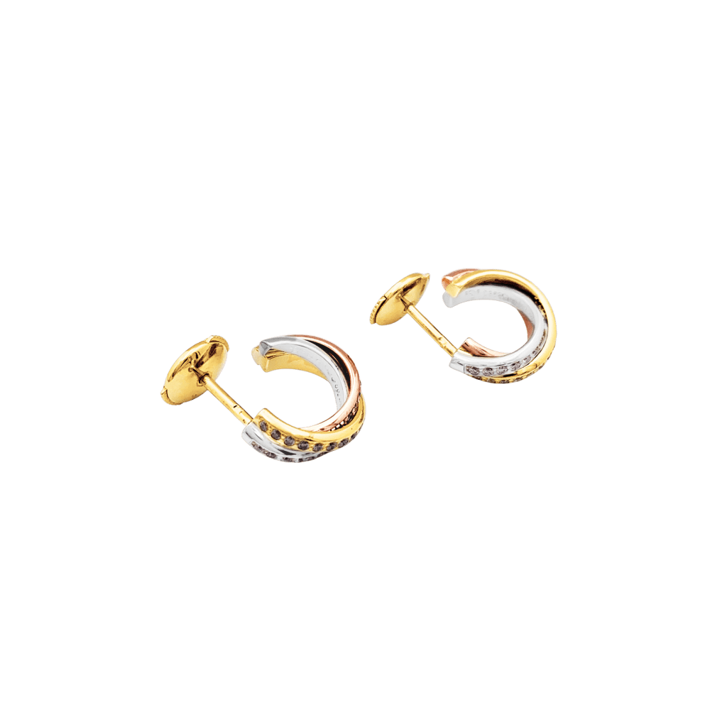 Earrings Cartier, "Trinity", 3 golds, diamonds.