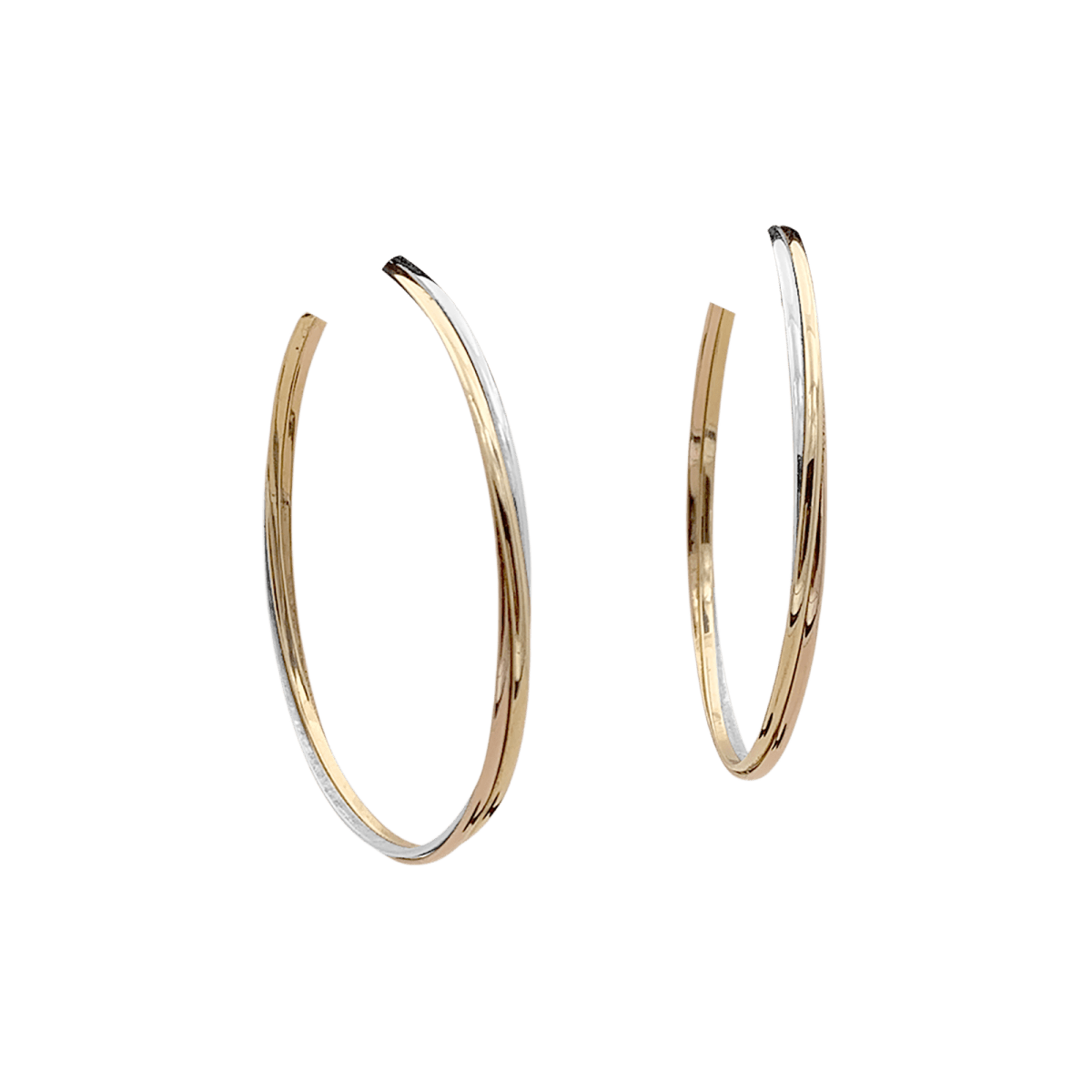 Boucles d'oreilles Créoles CARTIER "Trinity" en or jaune, or blanc et or rose - Castafiore