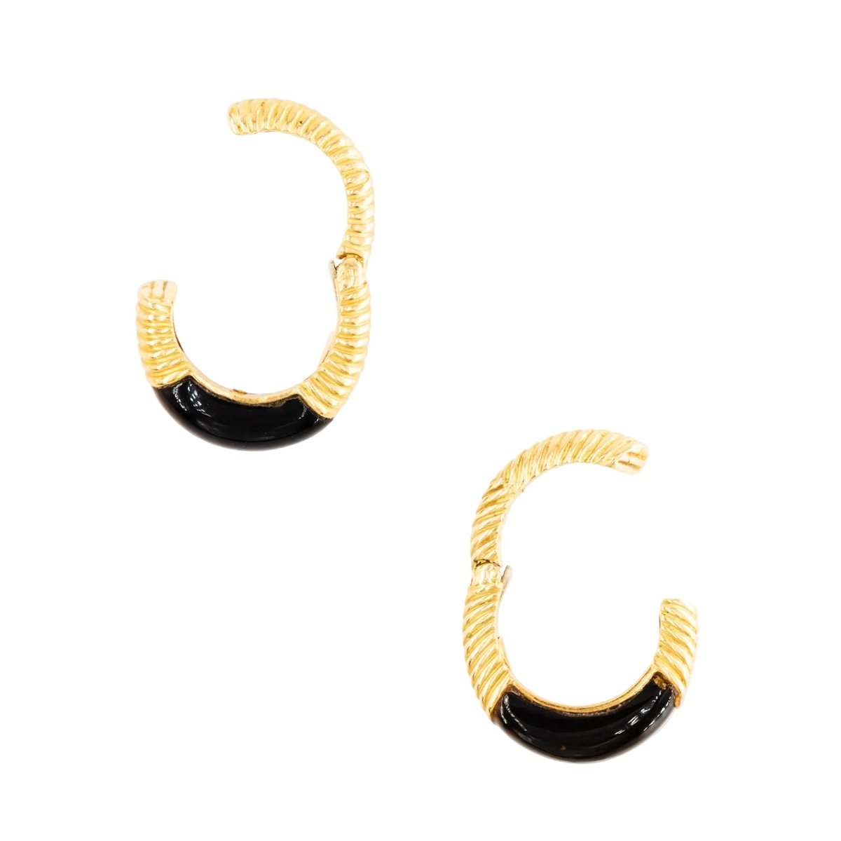 Boucles d'oreilles Créoles CHAUMET en or jaune et oeil de tigre - Castafiore