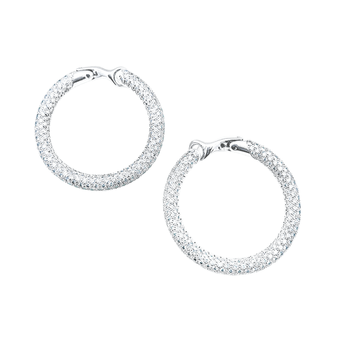 Boucles d'oreilles Créoles CHAUMET "Tube" en or blanc et diamants - Castafiore