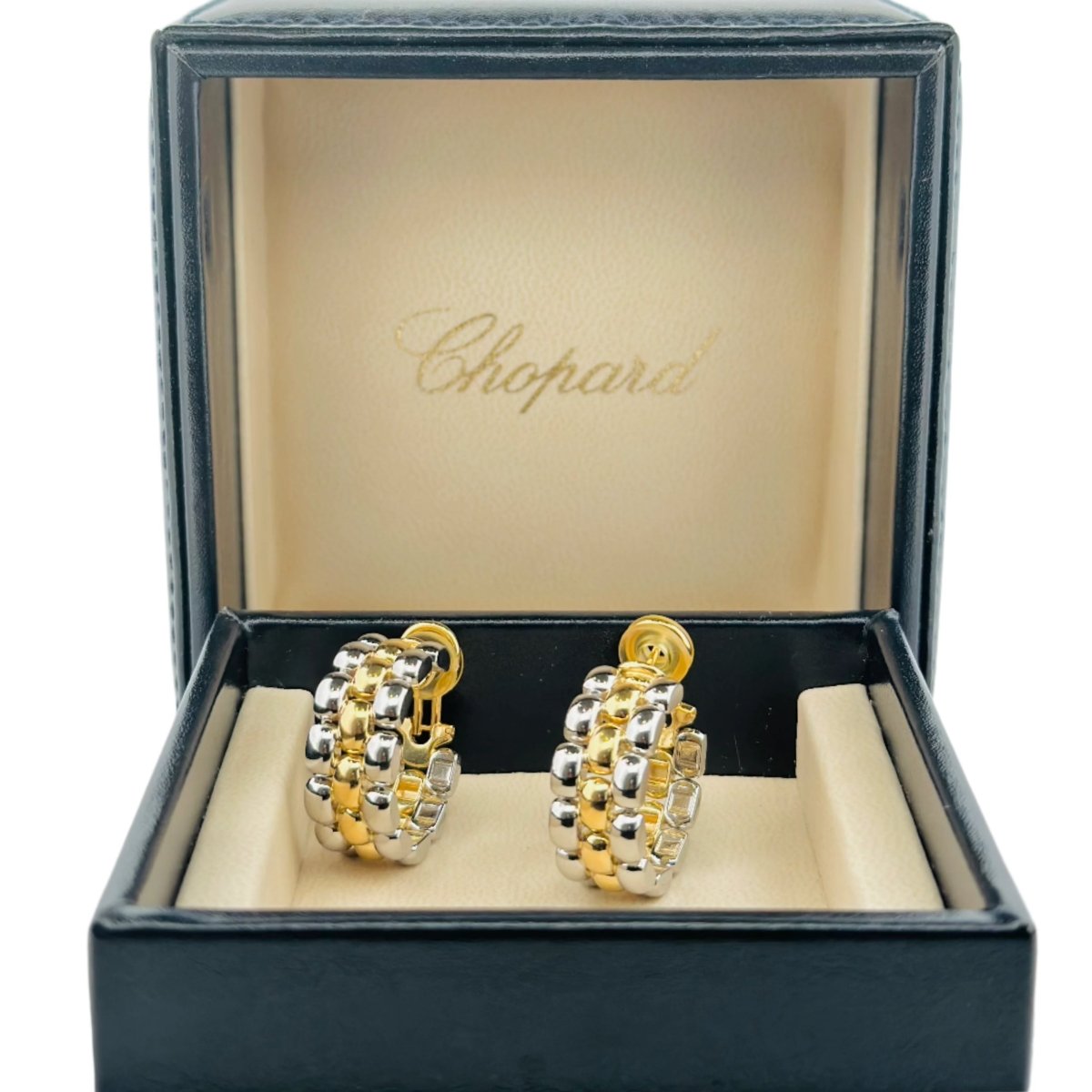 Boucles d'oreilles Créoles CHOPARD en or jaune et or blanc - Castafiore