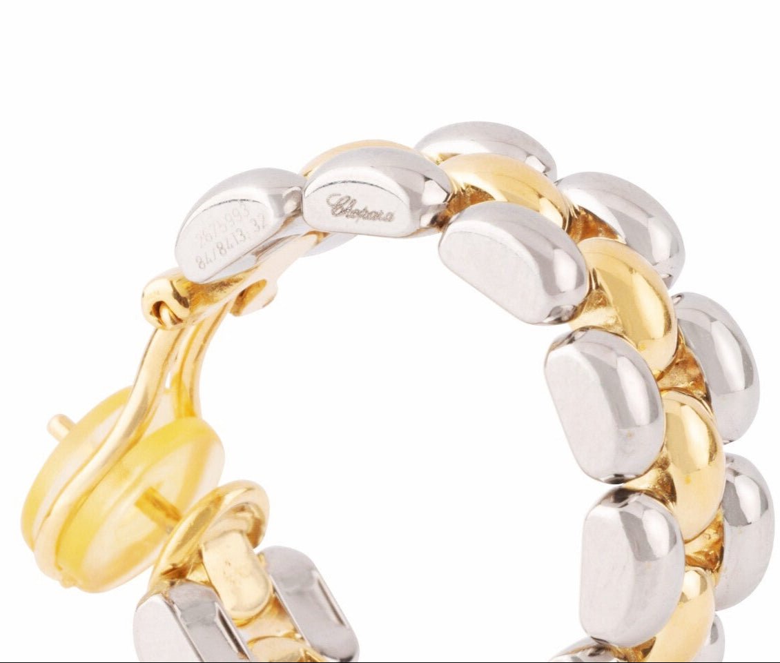 Boucles d'oreilles Créoles CHOPARD en or jaune et or blanc - Castafiore