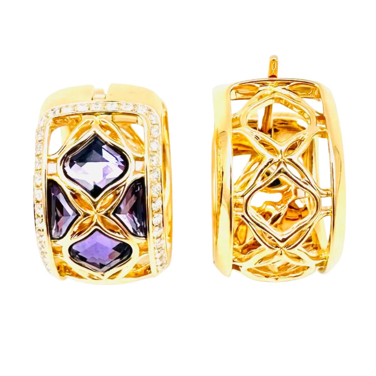 Boucles d'oreilles Créoles CHOPARD "Impériale" en or rose, améthystes et diamants - Castafiore