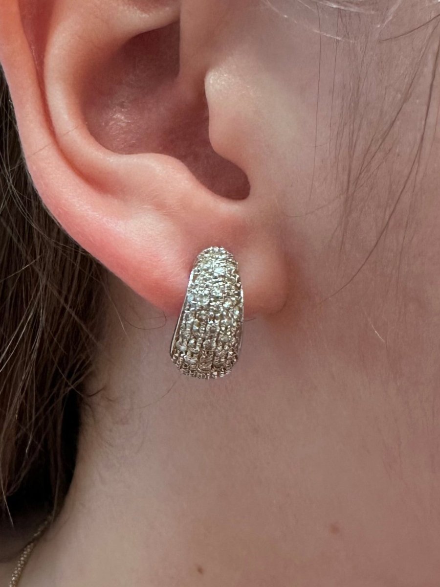 Boucles d'oreilles Créoles Coeur en or blanc et diamants - Castafiore
