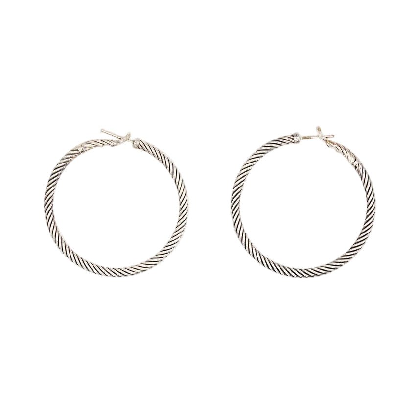 Boucles d'oreilles Créoles DAVID YURMAN en argent - Castafiore