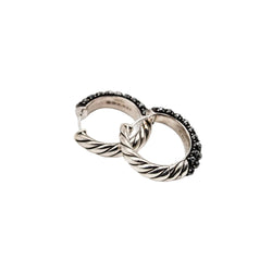 Boucles d'Oreilles Créoles DAVID YURMAN en argent et hématite - Castafiore