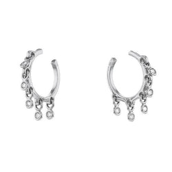 Boucles d'oreilles Créoles DIOR en or blanc et diamants - Castafiore