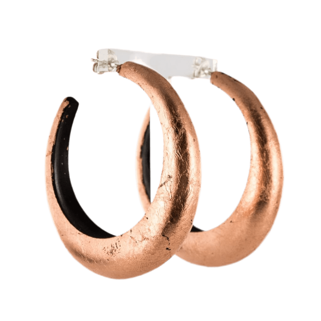 Boucles d'oreilles Créoles en ébène et cuivre - Castafiore