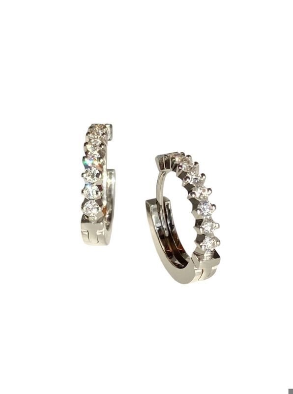 Boucles d’oreilles créoles en or blanc 18k et diamants - Castafiore