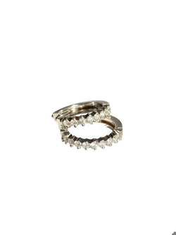 Boucles d’oreilles créoles en or blanc 18k et diamants - Castafiore