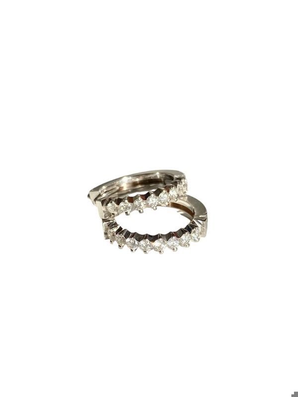 Boucles d’oreilles créoles en or blanc 18k et diamants - Castafiore