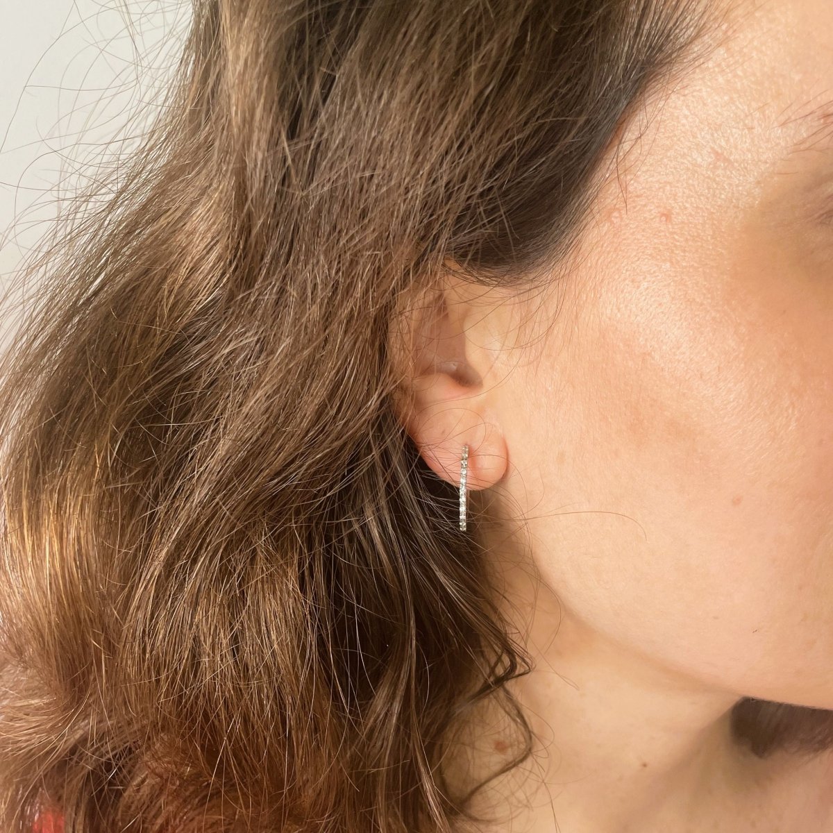 Boucles d'oreilles créoles en or blanc diamants - Castafiore