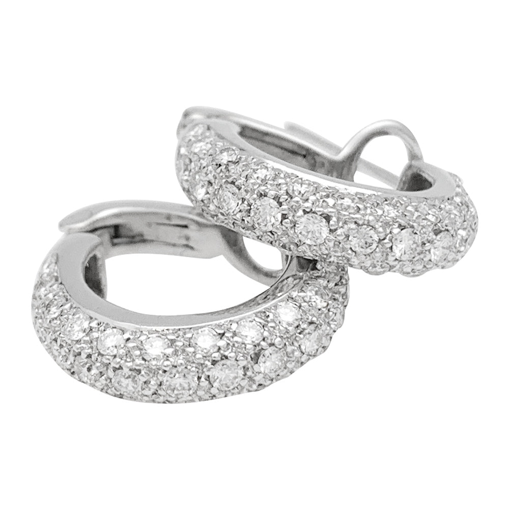 Boucles d'oreilles créoles en or blanc, diamants. - Castafiore