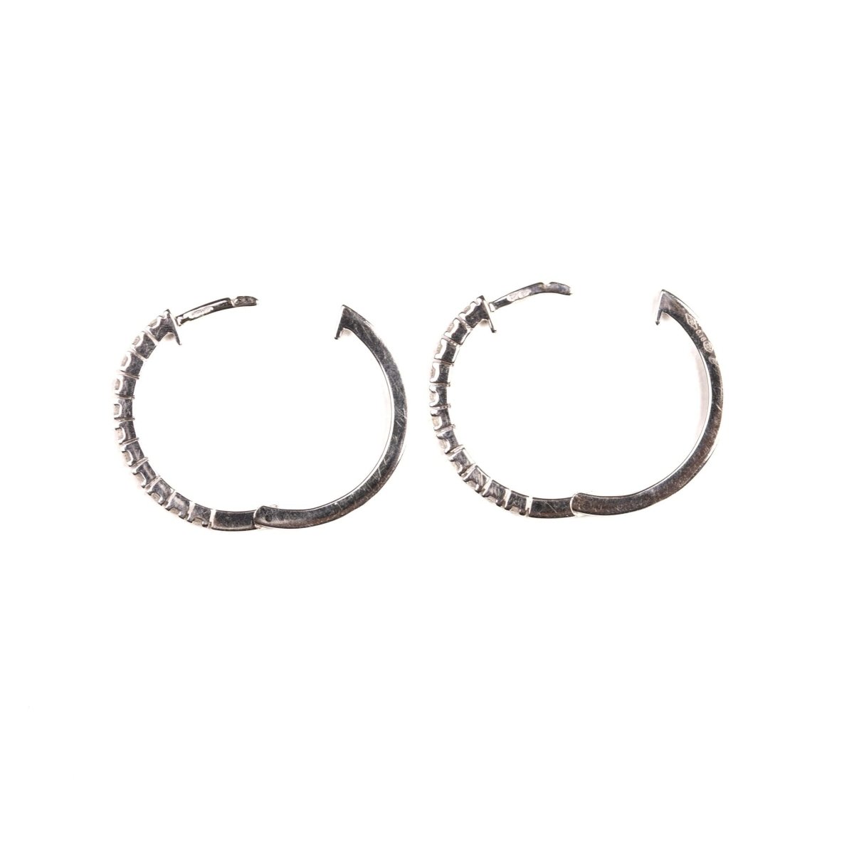 Boucles d'oreilles créoles en or blanc diamants - Castafiore