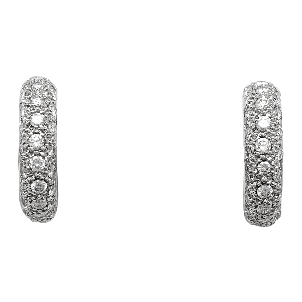 Boucles d'oreilles créoles en or blanc, diamants. - Castafiore