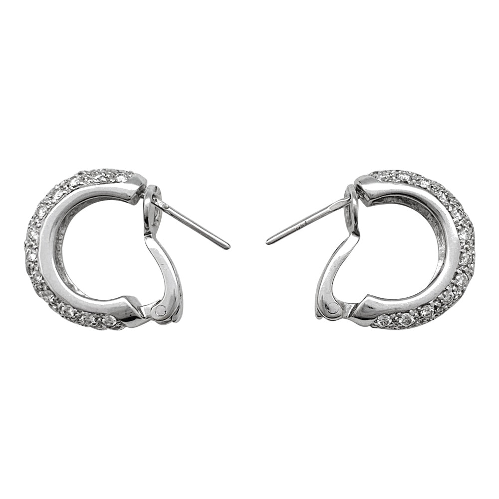 Boucles d'oreilles créoles en or blanc, diamants. - Castafiore