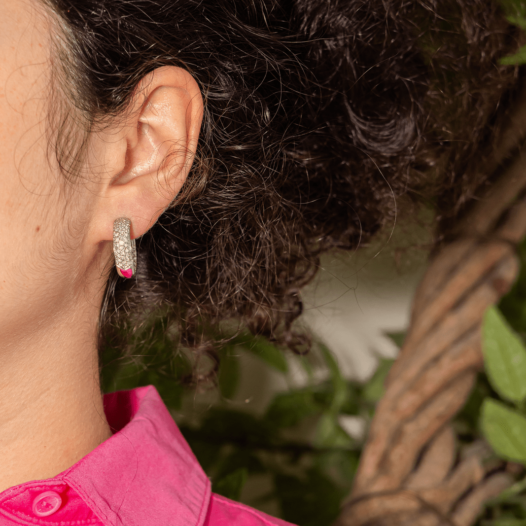 Boucles d'oreilles Créoles en or blanc et diamant - Castafiore