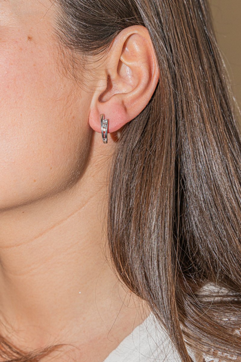 Boucles d'oreilles Créoles en Or blanc et Diamant - Castafiore