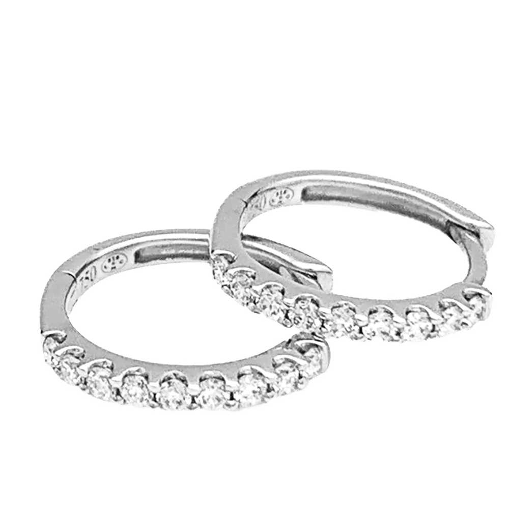 Pair of small creoles in white gold, diamonds.