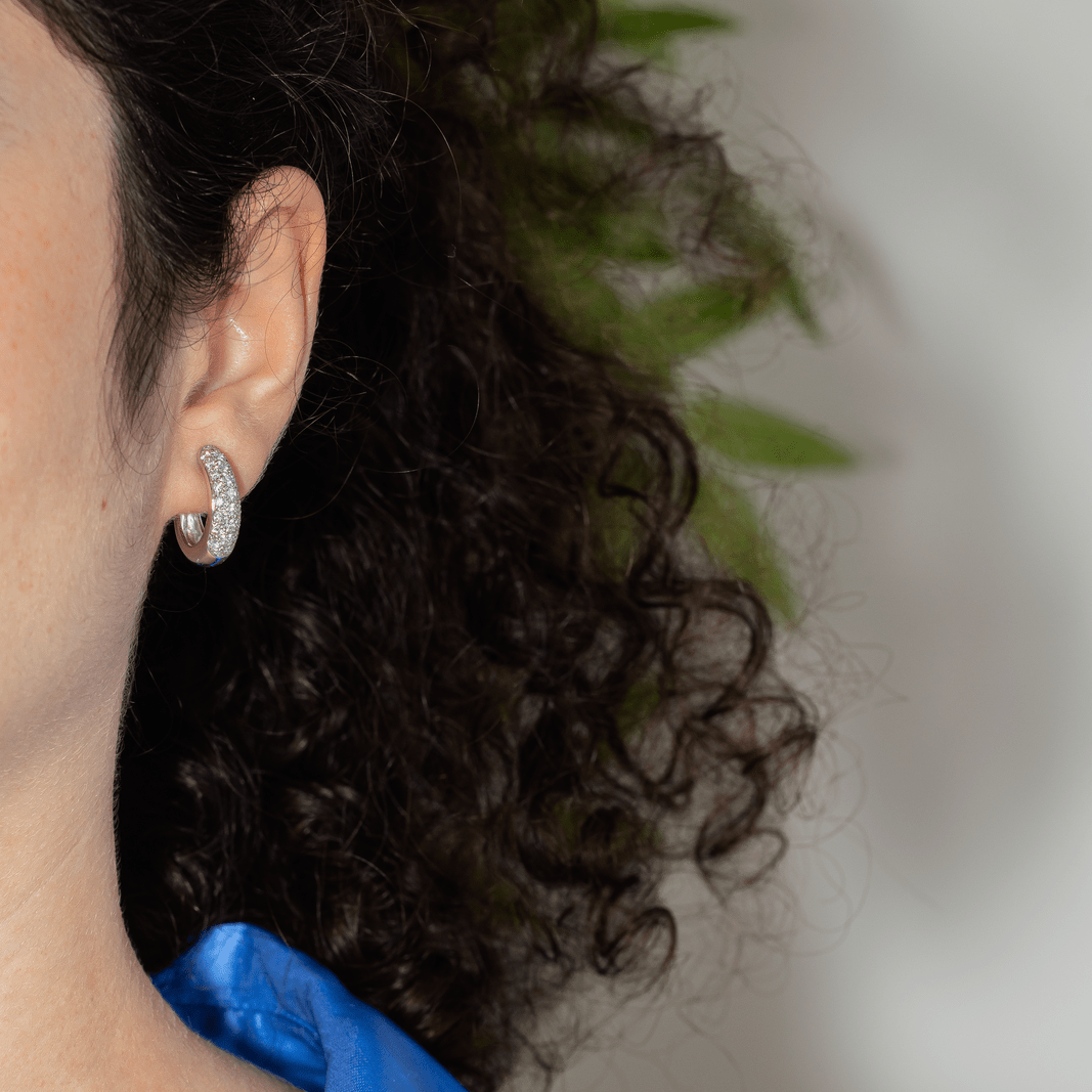 Boucles d'oreilles Créoles en or blanc et diamants - Castafiore