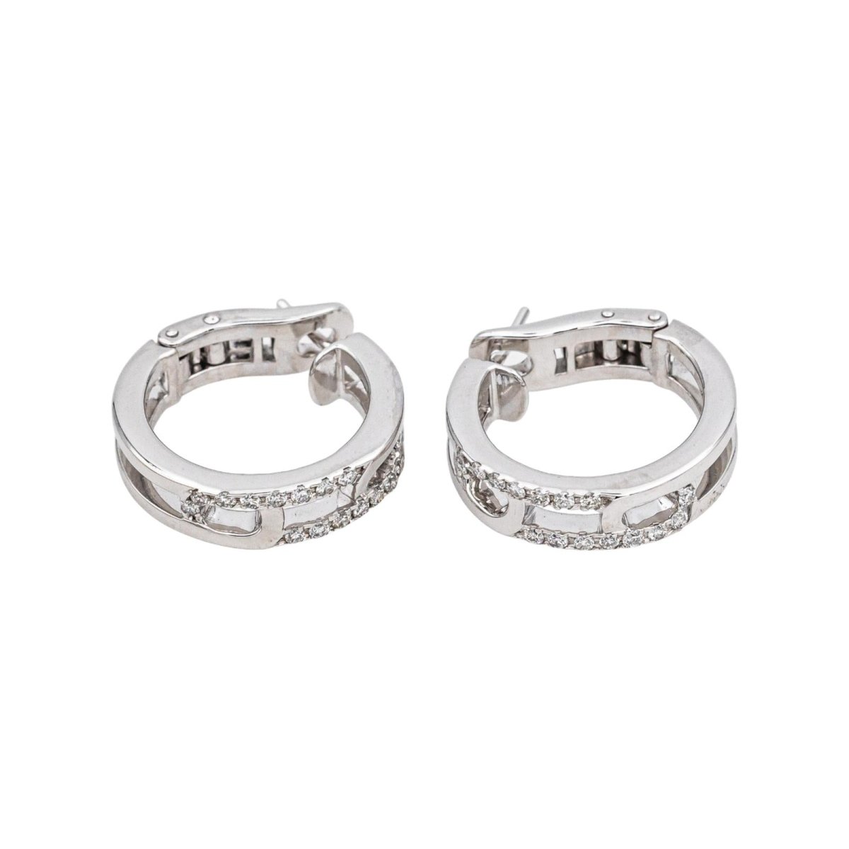 Boucles d'oreilles Créoles en or blanc et diamants - Castafiore