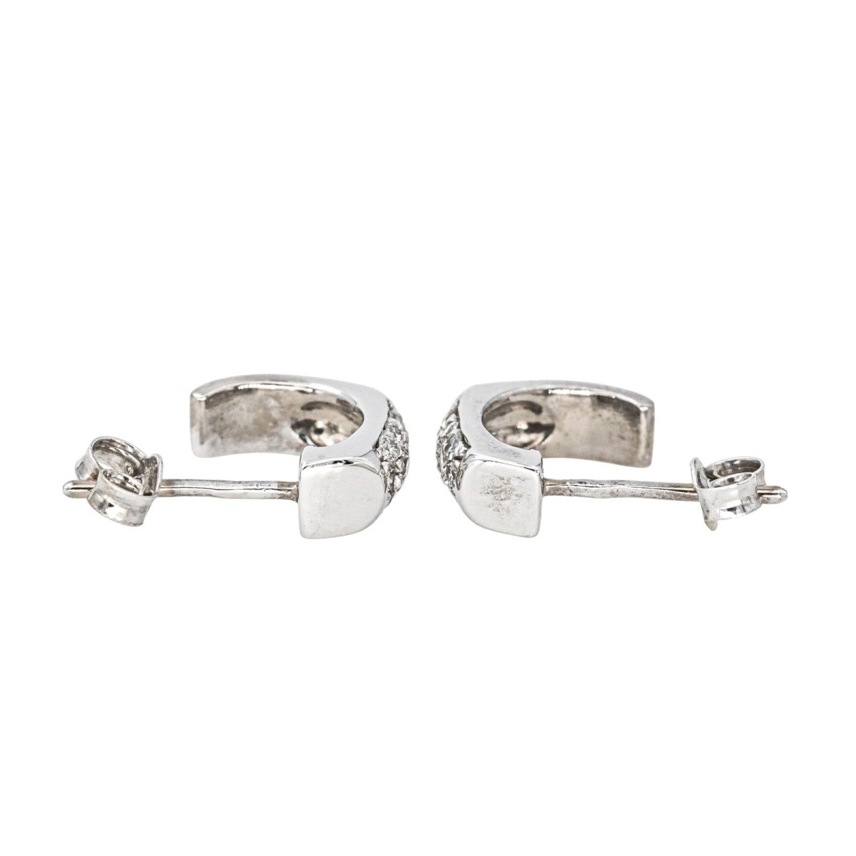 Boucles d'oreilles Créoles en or blanc et diamants - Castafiore