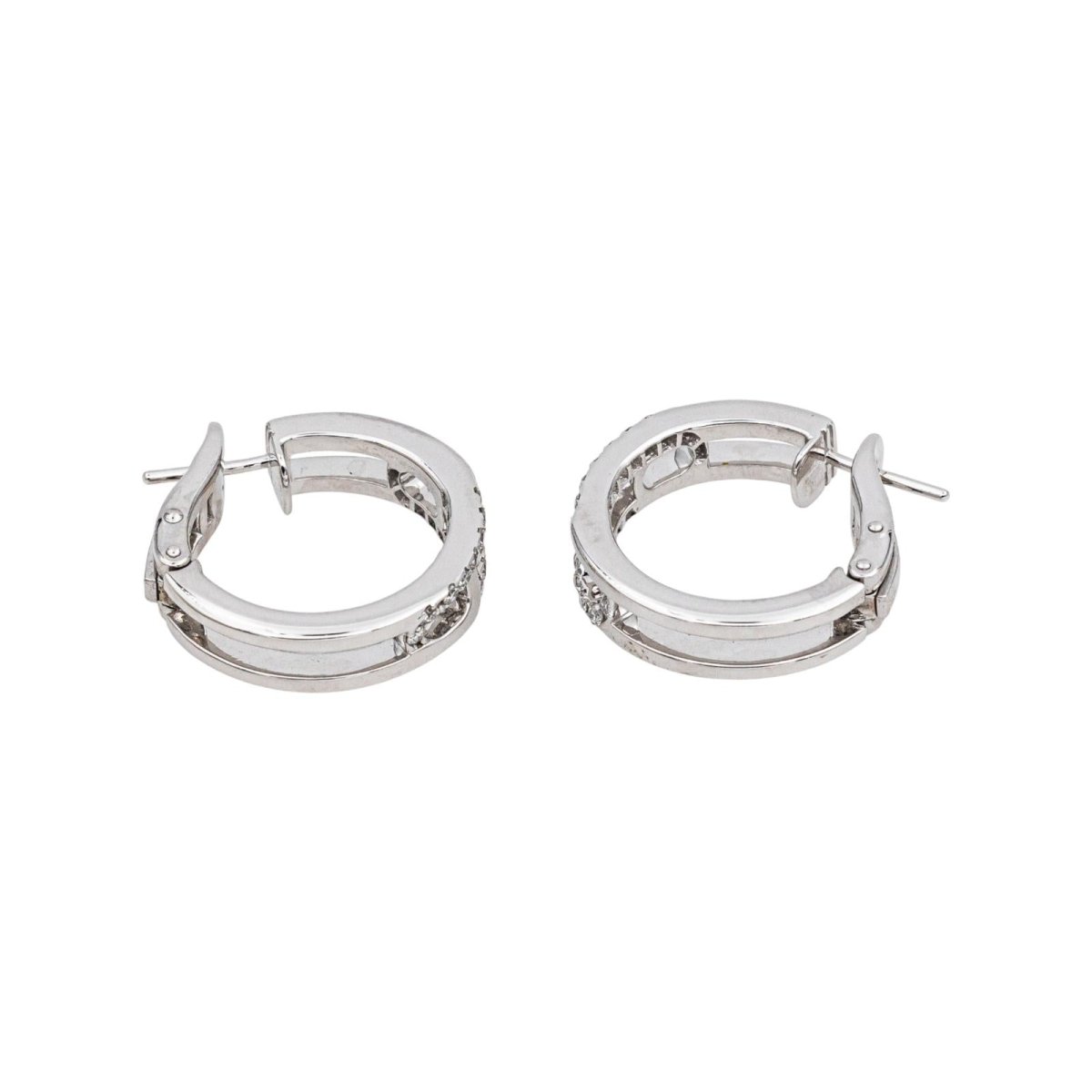 Boucles d'oreilles Créoles en or blanc et diamants - Castafiore