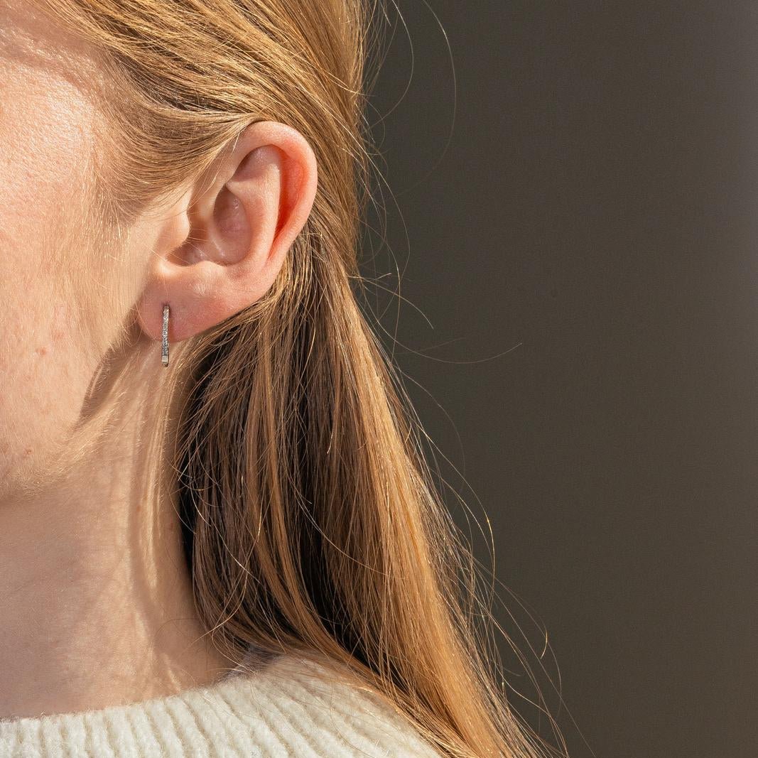 Boucles d'oreilles Créoles en or blanc et diamants - Castafiore