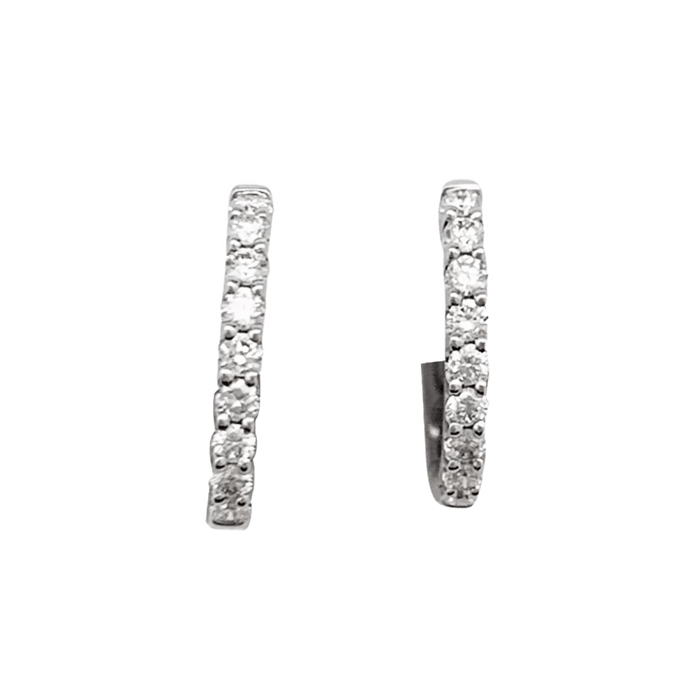 Pair of small creoles in white gold, diamonds.
