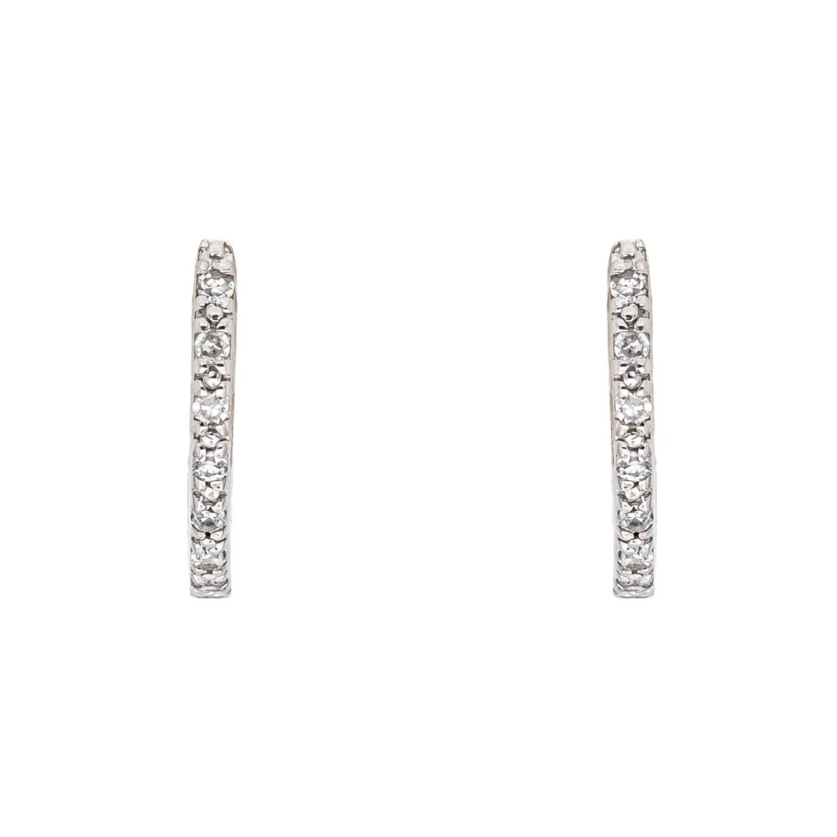 Boucles d'oreilles Créoles en or blanc et diamants - Castafiore