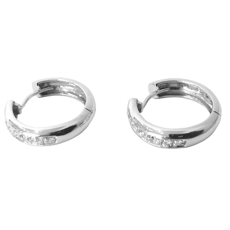 Boucles d'oreilles Créoles en or blanc et diamants - Castafiore