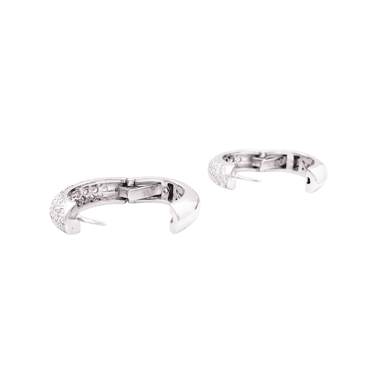 Boucles d'oreilles Créoles en or blanc et diamants - Castafiore