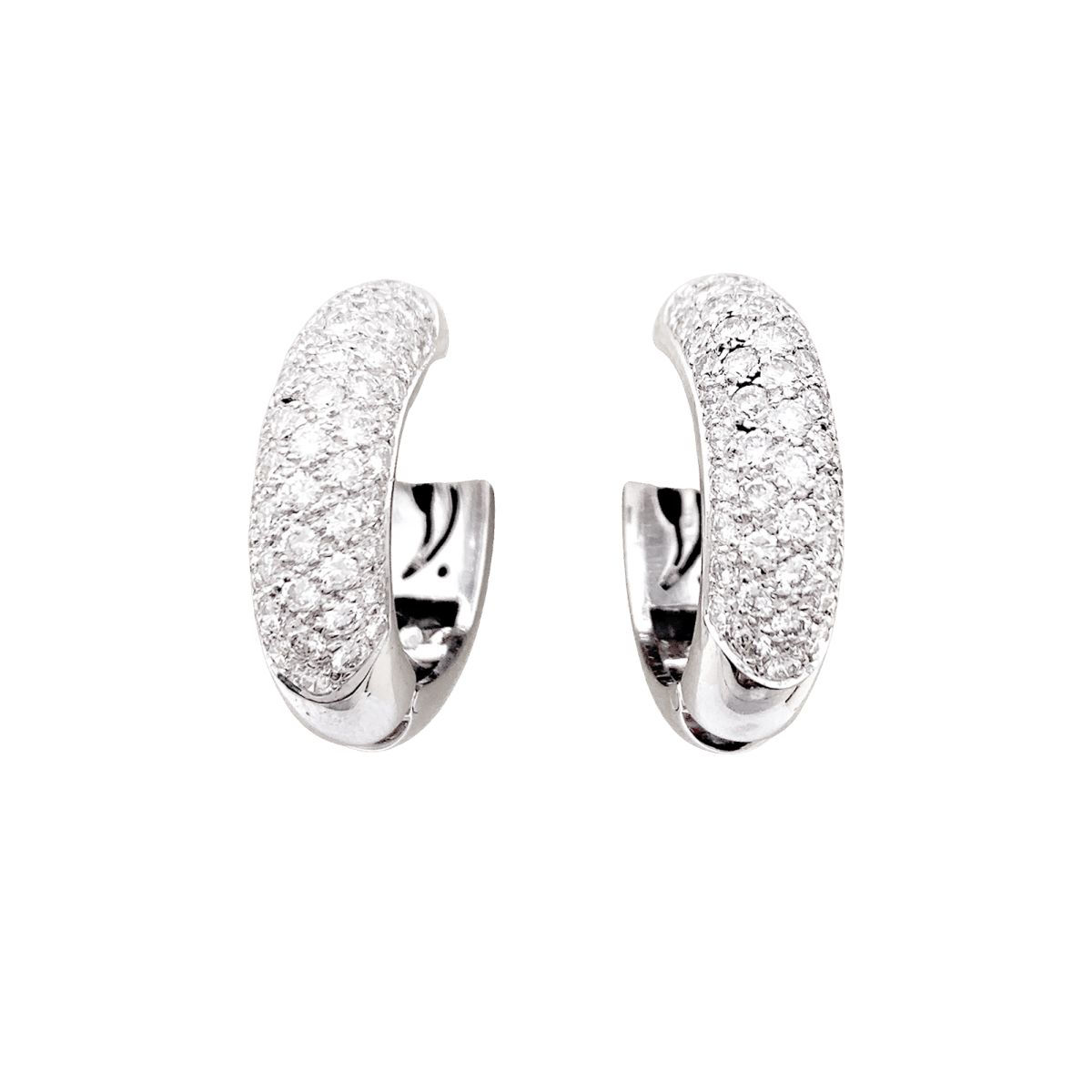 Boucles d'oreilles Créoles en or blanc et diamants - Castafiore
