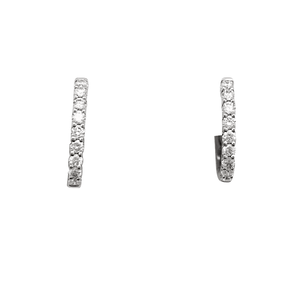 Pair of small creoles in white gold, diamonds.