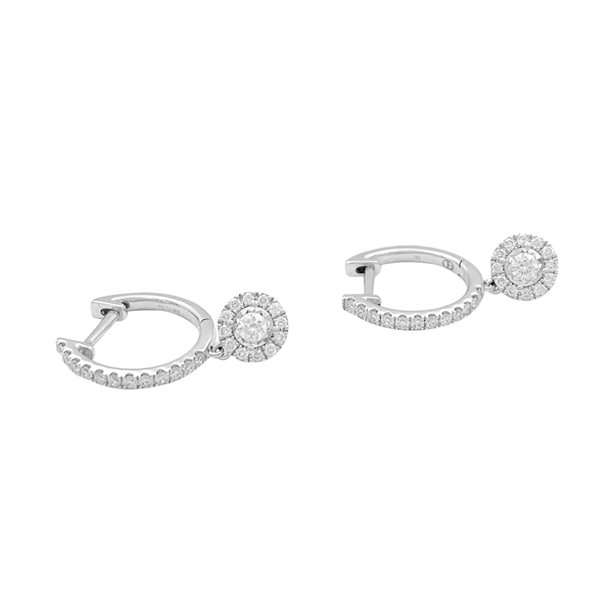 Boucles d'oreilles Créoles en or blanc et diamants - Castafiore