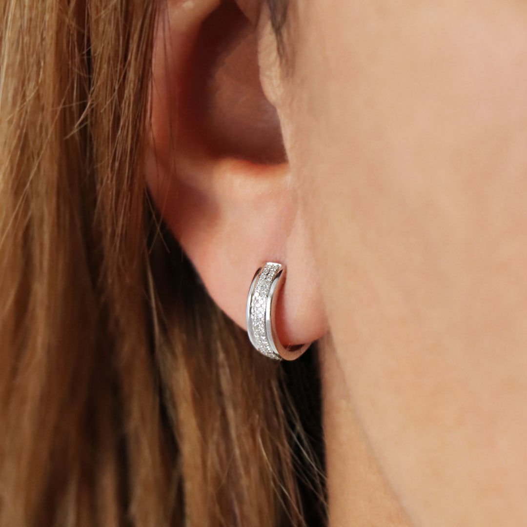 Boucles d'oreilles Créoles en or blanc et diamants - Castafiore