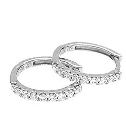 Boucles d'oreilles Créoles en or blanc et diamants - Castafiore