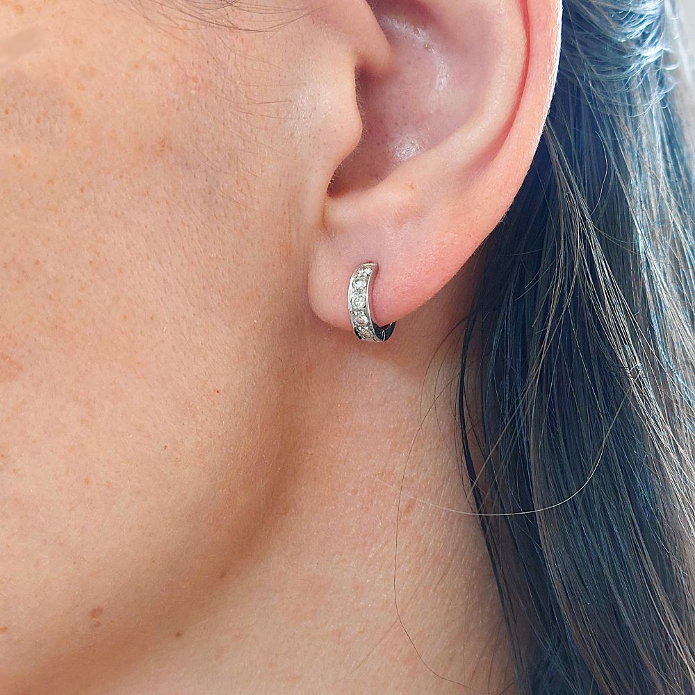 Boucles d'oreilles Créoles en or blanc et diamants - Castafiore