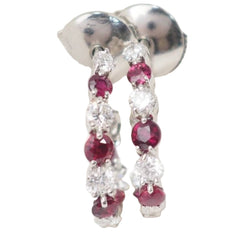 Boucles d'oreilles créoles en or blanc, rubis et diamants - Castafiore