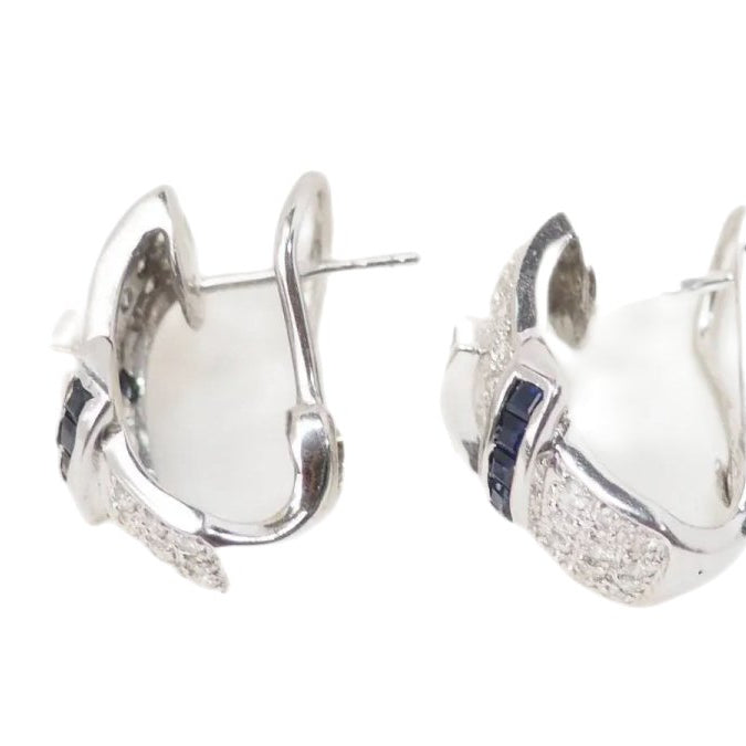 Boucles d'oreilles Créoles en or blanc, saphirs et diamants - Castafiore
